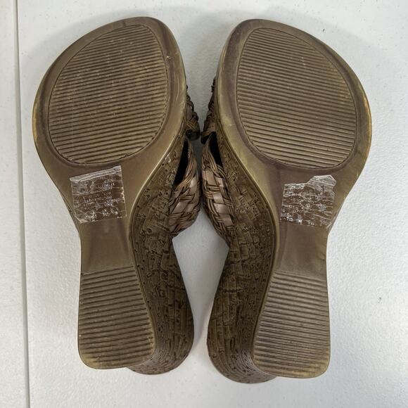 Bongo 7.5 Sandals Vintage 90’s Y2K 3" Wedge Heels Platform Woven Brown Shoes - Picture 10 of 12